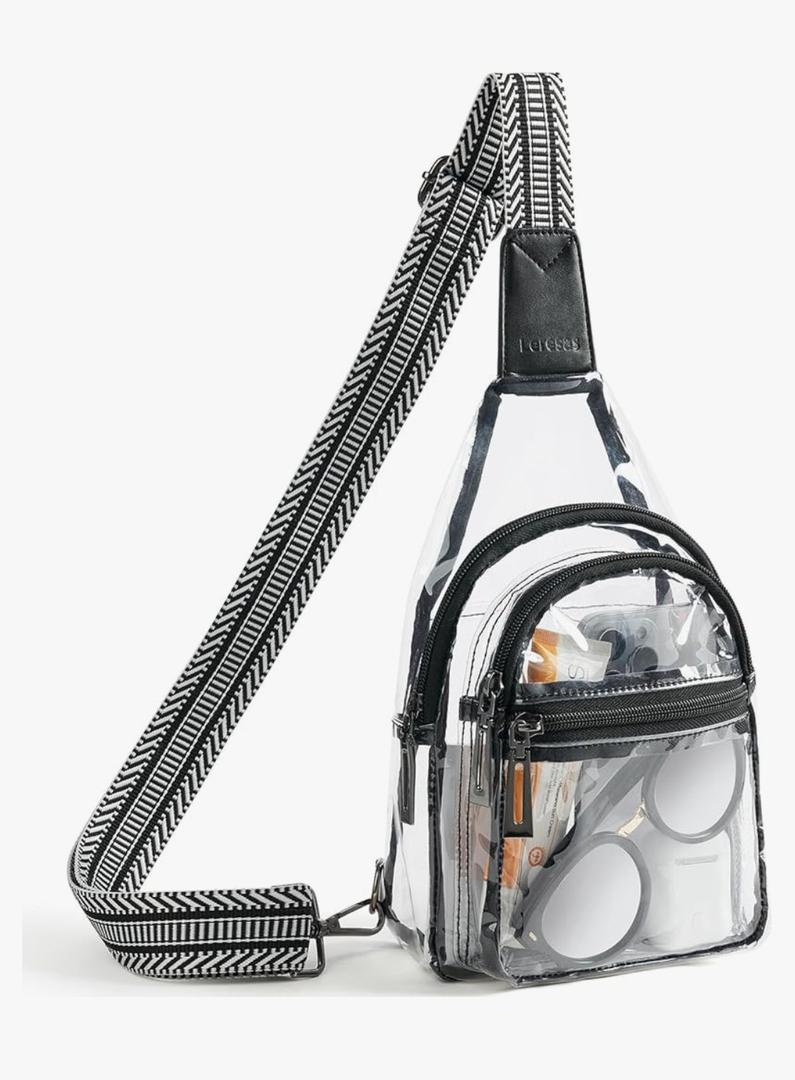 Clear Sling Bag - Stadium Approved Purse Backpack Crossbody Fanny Pack for Women & Men - Concert Events