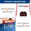 BAGAIL Basketball Arcade Game, Electronic Basketball Shooting Game with 8 Game Modes, Arcade Sounds, Foldable Frame, 4 Balls, Inflation Pump, Ideal Indoor Sport Games for All Players - Dual Shots, 80 D x 80 H x 43.3 W