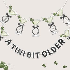 TaoBary A Tini Bit Older Banner, Martini Themed Party Decorations Weenies and Tinis Party Garland Bachelorette Bridal Shower Martini Trendy Birthday Supply, 2 Pcs(Green and Black)