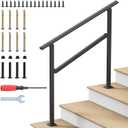 Hand Rails for Outdoor Steps,Steps Wrought Iron Handrails for Outdoor Steps, Stair Railing for Porch, Home, Garden, Indoor, Staircase Handrails for Wooden, Cement, Brick, Marble (3 Steps)