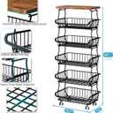 6 Tier Pantry Organizers and Storage Vegetable Fruit Basket for Kitchen, Stackable Flexible Design (3+3, 4+2, 5+1,6+0) Pantry organizers and storage for Kitchen Bathroom Livingroom Laundry Room Cart