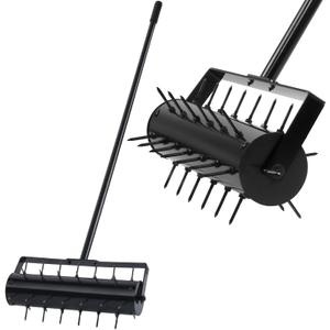 Rolling Lawn Aerator, 42 Spikes Pre-Assembled, Heavy Duty Grass Aerator Tool with Adjustable Handle, Push Grass Aerator for Lawn Care and Healthy Growth