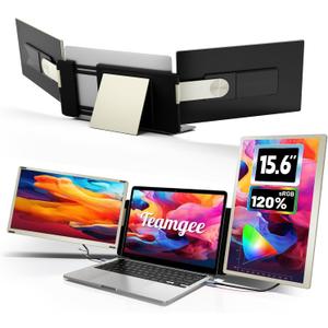 Teamgee 15.6" Laptop Screen Extender | Portable Monitor for 13-17 Mac/Windows Laptops | 120% sRGB FHD, Metal Stand, 235 Rotation, Ideal for Hybrid Work