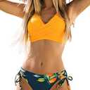 CUPSHE Women's Bikini Swimsuit Front Cross Lace Up Two Piece Bathing Suit Size XL