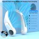 Portable Neck Fan, Personal Wearable Bladeless Fan for Outdoor Indoor, LED Display, 360 Cooling, 4-Speeds, 6000mAh USB Rechargeable, Birthday Gifts for Men Women Dad Mom (White)