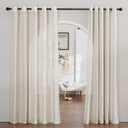 NICETOWN Semi Sheer Curtains Linen Blend Extra Wide for Sliding Glass Door, Grommet Top Privacy with Light Filtering Vertical Window Drapes for Living Room/Bedroom, Natural, W70 x L84, 2 PCs
