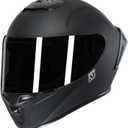 Full Face Motorcycle Helmet with Spoiler - Advanced Aero Design for Men and Women (Unisex) (Size: L 59-60cm, Black)