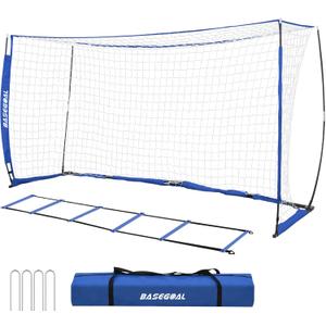 Soccer Goal,Soccer Net,Soccer Goals for Backyard,with Bow Frame,Collapsible Metal Base and Agility Ladder