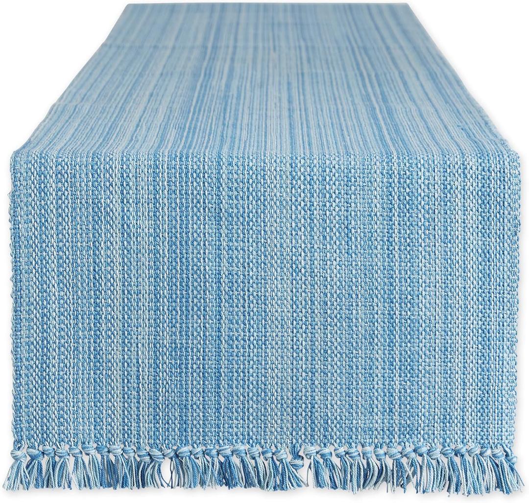 DII Variegated Tabletop Collection, Table Runner, 13x72, Light Blue