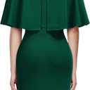 AISIZE Women's Elegant Batwing Cape with Bow Cocktail Party Dress (Green, S)