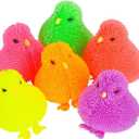 ArtCreativity 3 Inch Chicken Puffer Toys for Kids (Pack of 12) Chick Surprise Toys for Filling Easter Eggs, Easter Party Favors, Egg Hunt Supplies, Stress Relief Toys for Kids, Assorted Neon Colors
