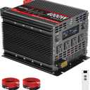 4000 Watt Pure Sine Wave Power Inverter, 12V DC to 110V/120V AC Converter 8000W Peak, with Remote Control LCD, 4 AC Outlets & USB Port & Hardwire Terminal, for Car Truck RV Camping Solar System EPS