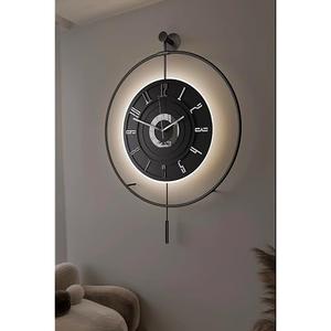 Wall Art Clock Decor with LED Light,Wall Clock Decorative,Modern Silent Non-Ticking Quartz Clock, Crystal Porcelain Dial,for Living Room Entrance