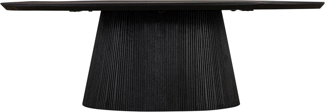 Everton 48 Black Mango Wood Oval Coffee Table  Modern Living Room Accent