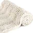 Bath Mat for Bathroom Ultra-Soft Machine Washable Rugs for Shower Room with Non-Slip Backing Shaggy Absorbent Luxury Chenille Bath Rug Perfect for Tub Sink Bedroom Door (24"x36", Ivory White)