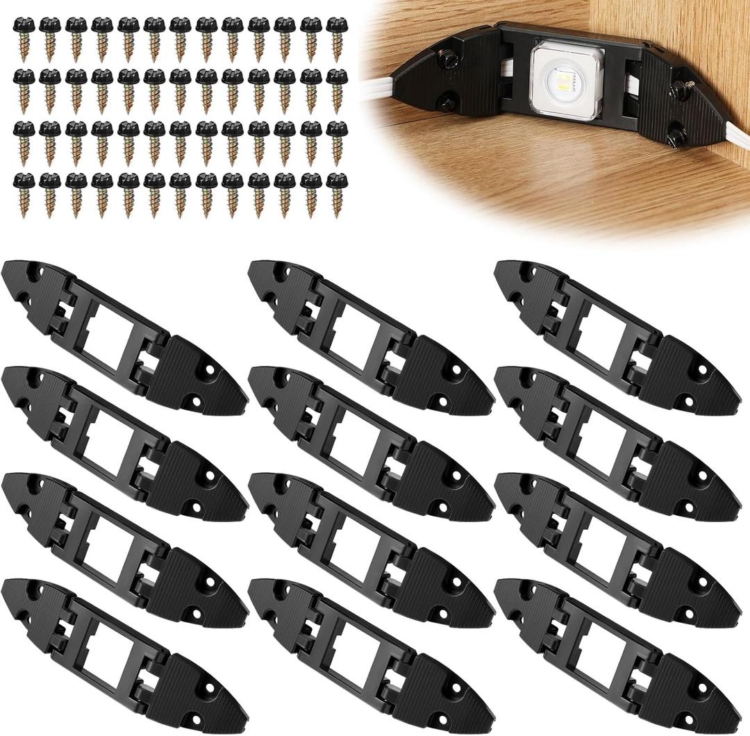 12 Pack Gable Light Clips Compatible with Govee H705 H805 Permanent Outdoor Lights with Screws a Variety of Roof Pitches Cable Management (Black)