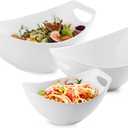 LAUCHUH Serving Bowls with Handles, Porcelain Serving Dishes White Nesting Bowls Mixing Bowl Set Salad Bowls for Entertaining, Party, Housewarming, Christmas, Baby Shower, Set of 3, 15/28/49 oz