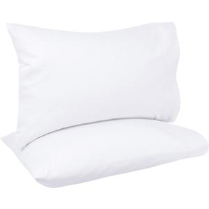 Amazon Basics 400 Thread Count 100% Cotton Pillowcases, Sateen Weave, Wrinkle Resistant, Standard Size, 20" x 30", White, Set of 2, Pillows Not Included