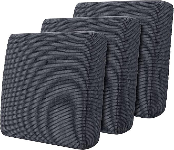 Hokway Stretch Couch Cushion Slipcovers Reversible Cushion Replacement Slipcovers Sofa Cushion Covers(Gray, 3)