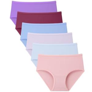 BAMBOO COOL Girls Underwear Kids Soft Skin-friendly Panties Breathable Lightweight Briefs For Teens 6-14 Years,Multicolored-f-6 Packs, X-Large