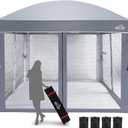 Canopy Tent with Netting Screen,10x10 Easy Pop Up Gazebo for Outdoor Parties,Camping,Foldable Patio Gazebo with Roller Bag and 4 Sandbags(Grey) (Gray)