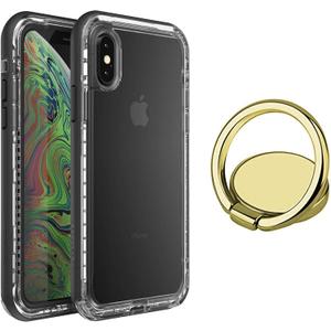 LifeProof Next Series Case for iPhone Xs & iPhone X with Gold Phone Ring Finger Holder - Non-Retail Packaging - Black Crystal
