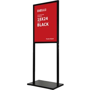 DISPLAYSWORKER Sign holder floor stand, heavy Duty Pedestal poster banner stand for display,1824 inch slide-in double sided poster sign holder floor standing for board Display (Black, 1824)