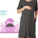 Frida Mom Labor and Delivery Gown for Hospital, Easy-Snap, Tagless Nursing Gown with Skin-to-Skin Access and Full Coverage in The Back, Charcoal, One Size