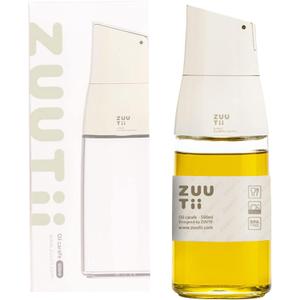 Zuutii Olive Oil Dispenser, Drip Free Spout Oil Container for Kitchen.Vinegar Dispenser, Glass Bottle for Cooking,500ML,Light Cream