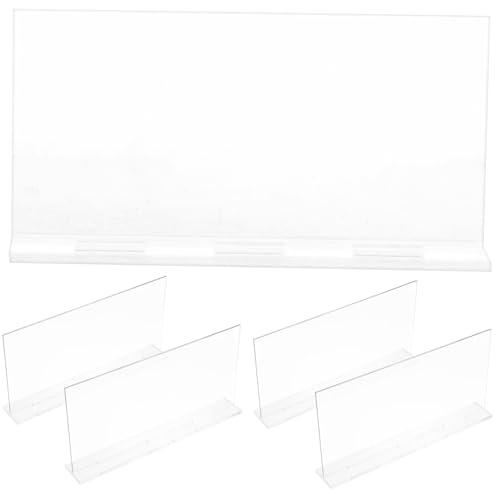KICHOUSE 4pcs Acrylic Place Cards for Table Setting Wedding Signage Blank Table Signs Reusable Safe Design for Events Parties Base Included