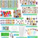 Poen 172 Pcs Jungle Party Favors Set Include Cup Straw Stamp Clap Bracelet Keychain Ring Puzzle Sticker Animal Miniature Card for Birthday Party Baby Shower Goody Bag Stuffer