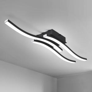 EDISLIVE Modern Dimmable LED Ceiling Light Curved 3 Light 22.5 in Minimalist Flush Mount Ceiling Light Fixture Lamp for Bedroom Foyer Kitchen 6000K 18W Black, 6000K-Cool