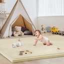 Baby Play Mat for Floor Nursery Rug Muscle Mat Area Rug Playroom Rug 79"x110" Playpen Mat Memory Foam 1.3" Thick Crawling Mat for Babies,Toddlers, Infants, Kids,Light Beige