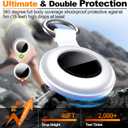 2 x 4 Pack Compatible with Apple Airtag Holder with Keychain,IPX8 Waterproof GPS Cover for Air-Tags Shockproof [Anti-Scratch] Item Finders Case for Pets,Kids,Luggage-Black+White