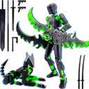 ROBTDUUMY T13 3D Action Figure Set (Assembly Completed),Dummy Robot Titan 13 Action Figures,3D Printed Toys MultiJointed Movable (Black/Green)