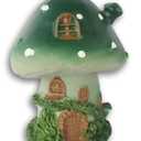 Craft Supply Fairy Garden Green Cap Mushroom House Figurine -Whimsical Poly-Resin Accent Piece - 3.25 x 4.75 Inches