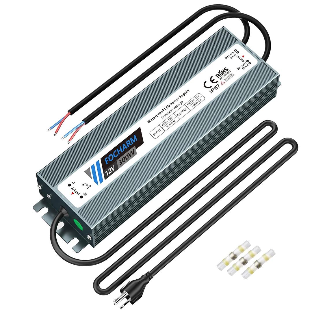 LED-Power-Supply Outdoor Transformer Waterproof: DC12V 300W 25A - IP67 - AC 90-130V - Low Voltage - Billboard Lighting - Wall Wash - Landscape Companies