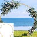 Queension Extra Large Wedding Arch for Ceremony 8.5Ft Wide 7.4Ft High, Metal Balloon Arches Backdrop Stand with Base for Party Supplies, Outdoor Garden Trellis for Climbing Plant, Round Frame, Gold
