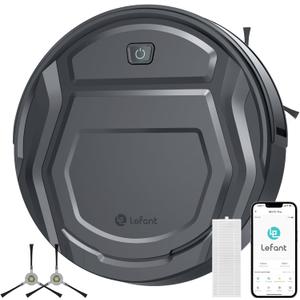 Lefant M210 Pro Robot Vacuum, Slim & Quiet, 3 Adjustable Suction Levels, 120 Min Runtime, Freemove 3.0, WiFi/App/Alexa, 6 Modes for Pet Hair, Hard Floors & Low Carpets, Self-Charging, Gray (Medium, Charcoal Grey)