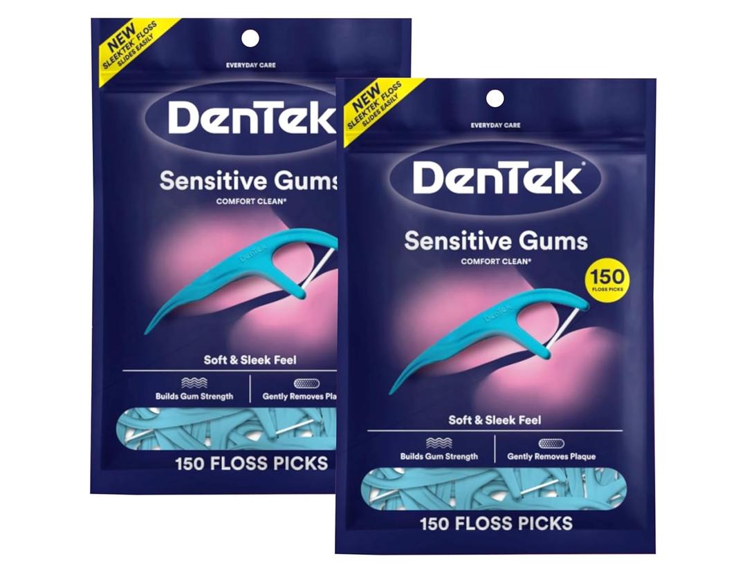 DenTek Sensitive Gums Comfort Clean Floss Picks Fresh Mint 150 Count (2 Pack)