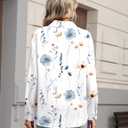 Zeagoo Button Down Shirts for Women Dressy Casual Floral Printed Collared Chiffon Blouse Long Sleeve Business Work Tops (White)