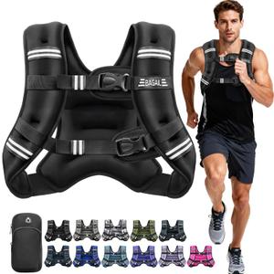 BAGAIL Comfort-Fit Weighted Vest for Woman, Even Weight Distribution, Faster Weight Loss, No-Chafe or Bounce for Walking & Running with Detachable Phone Pouch & Reflective Stripes (20lbs) (Black)