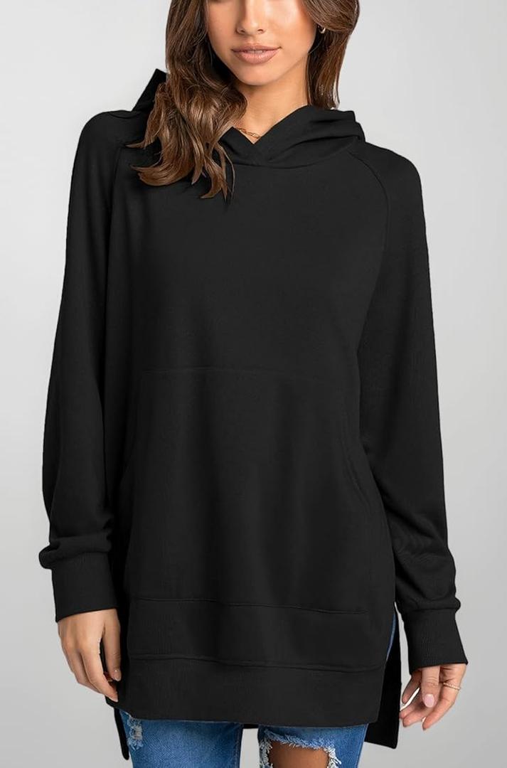 LYANER Women's Hoodies Side Slit Long Sleeve Thumb Hole Casual Loose Sweatshirts M