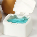 JGB Floss Pick Holder Container With One-Touch Opening, Quick Refill For Qtip, Cotton Swabs, Balls, Pads - Reusable Small Square Dispenser Box For Home, Hotel, Office Organizers and Storage - White 2 Packs