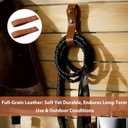 2 Pcs Cowhide Leather Whip Holster, Authentic Full Grain Belt Holder for Bullwhip, Handmade Western Style Holster Loop for Horse Riding, Costume and Daily Use, Brown