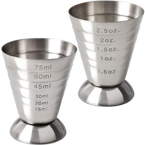 Stainless Steel Measuring Cup, 2.5 oz, 75 ml, 5 Tbsp, Cocktail Jiggers, Pack of 2
