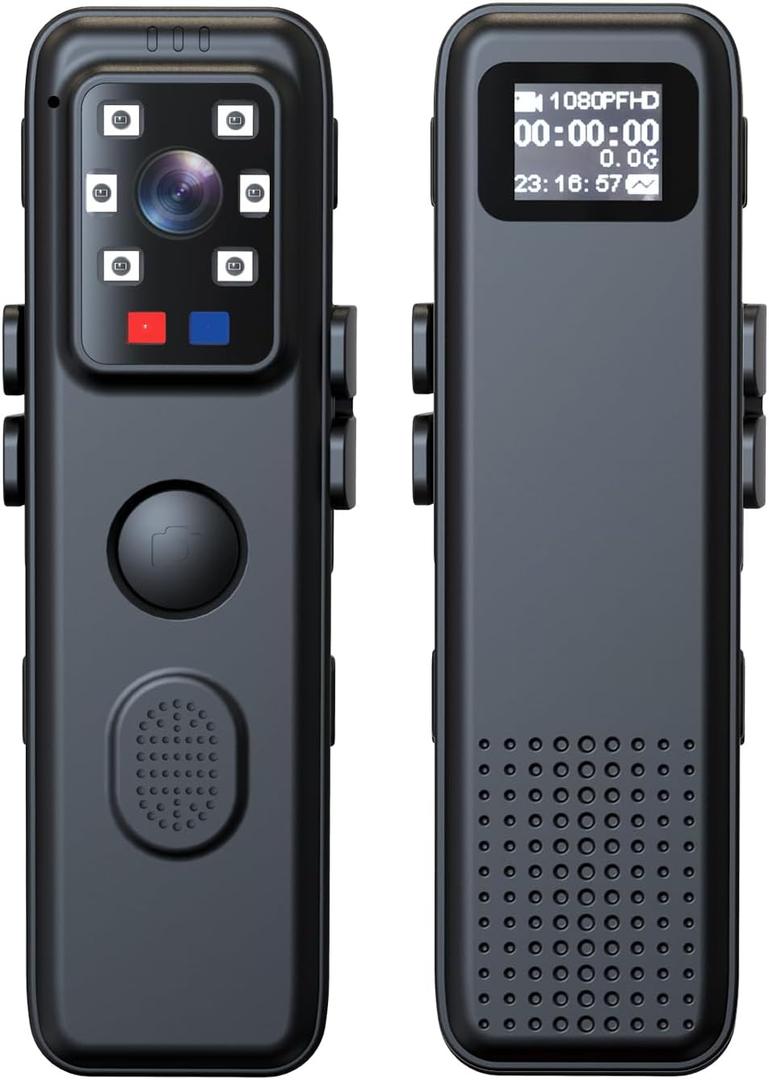 1080P Body Camera with Audio and Video, Mini Body Cameras with Infrared Night Vision, Police Body Cam Pocket Camcorder for Riding,Meeting,Indoor,Outdoor (Included 32g SD Card)