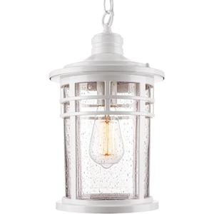 Darkaway Large Outdoor Pendant Lights for Porch, 15inch Outdoor Chandelier Hanging Porch Lights Ceiling Mount Aluminum with Seeded Glass for Front Porch Gazebo Patio (Large, White), Large Size