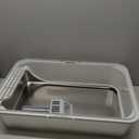 Stainless Steel Cat Litter Box with Lid, XL Extra Large High Sided Litter Box for Big Cats, Odor Free Open Top Litter Pan Easy Cleaning Anti-Urine Leakage Non-Stick, Includes Scoop, Light Grey
