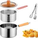 Small Stainless Steel Deep Fryer Pot With Fry Basket, 2.5L Small Capacity Deep Fryer with Lid, Stock Pot,Stove Top Cooking Pot Deep Fryer With Basket For Cooking Chicken Wings, Seafood